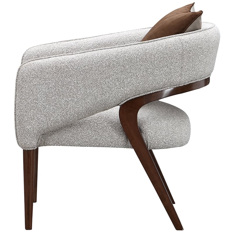 Houston Boucle Accent Chair - Pebble/Walnut