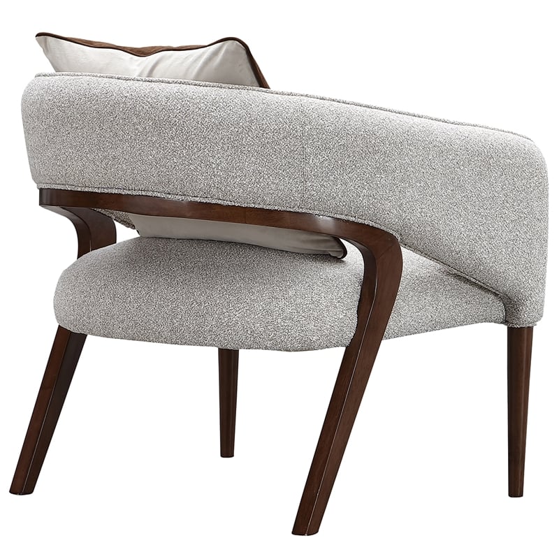 Houston Boucle Accent Chair - Pebble/Walnut