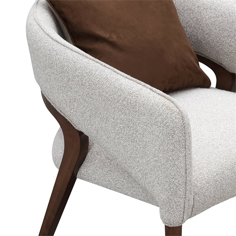 Houston Boucle Accent Chair - Pebble/Walnut