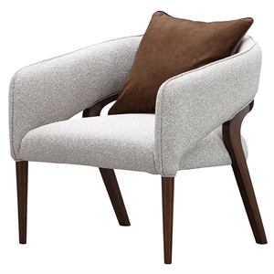 Houston Boucle Accent Chair - Pebble/Walnut