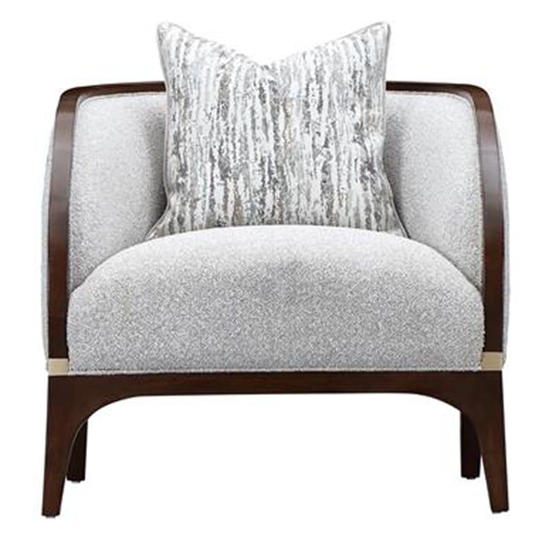 Houston Boucle Matching Accent Chair - Pebble/Walnut