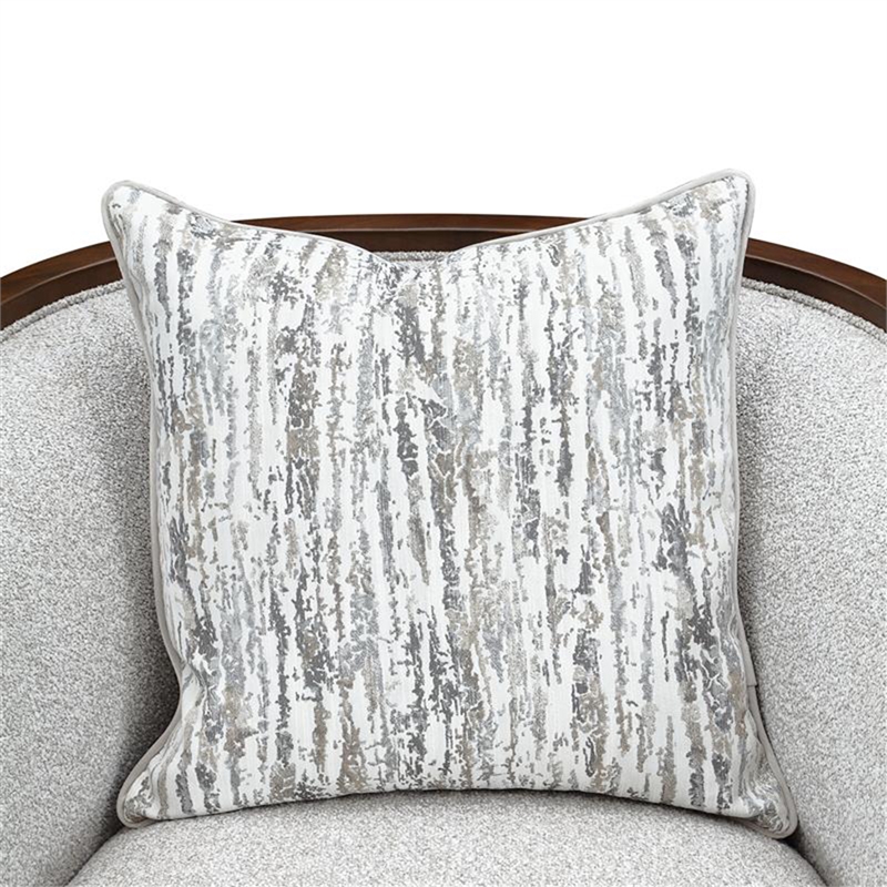Houston Boucle Matching Accent Chair - Pebble/Walnut