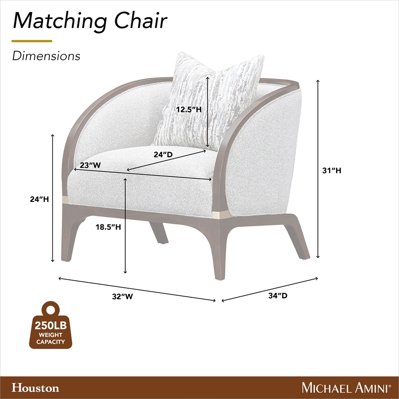 Houston Boucle Matching Accent Chair - Pebble/Walnut
