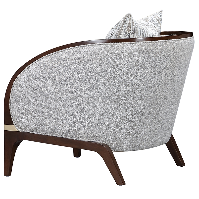 Houston Boucle Matching Accent Chair - Pebble/Walnut