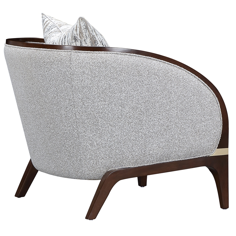 Houston Boucle Matching Accent Chair - Pebble/Walnut