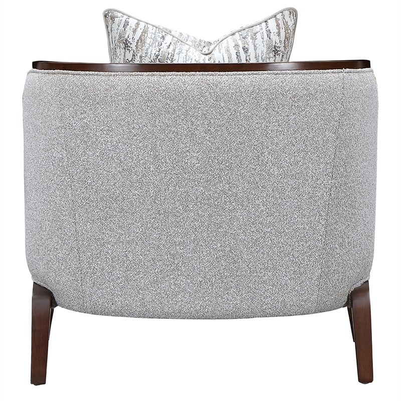 Houston Boucle Matching Accent Chair - Pebble/Walnut