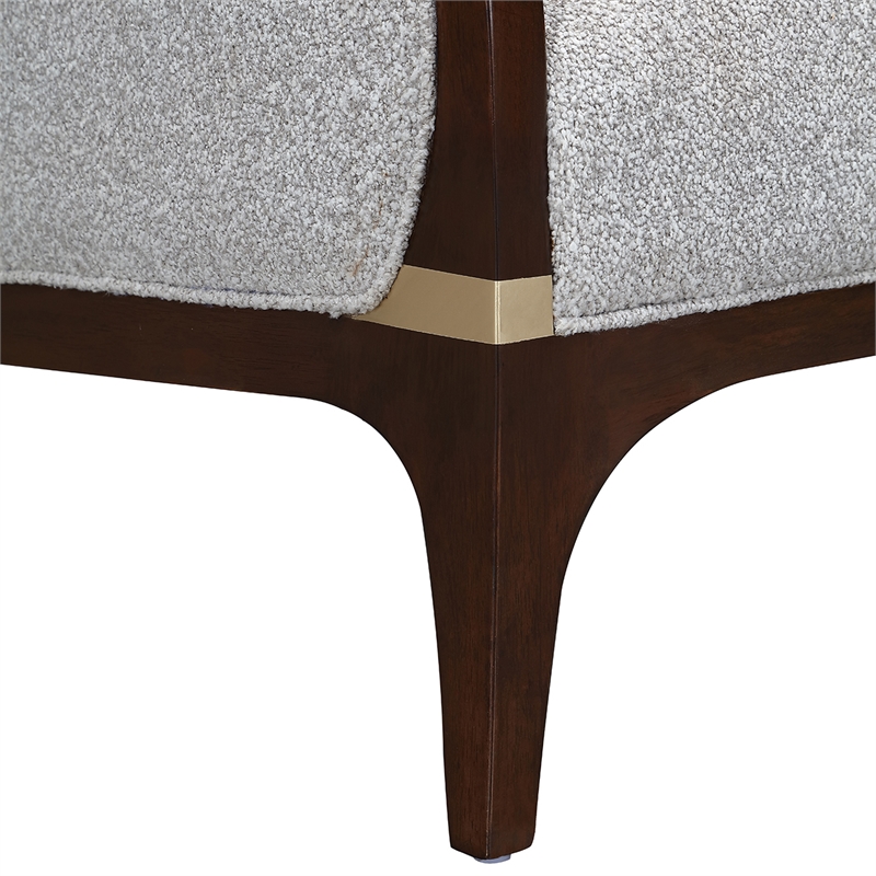 Houston Boucle Matching Accent Chair - Pebble/Walnut