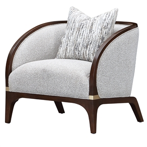 Houston Boucle Matching Accent Chair - Pebble/Walnut