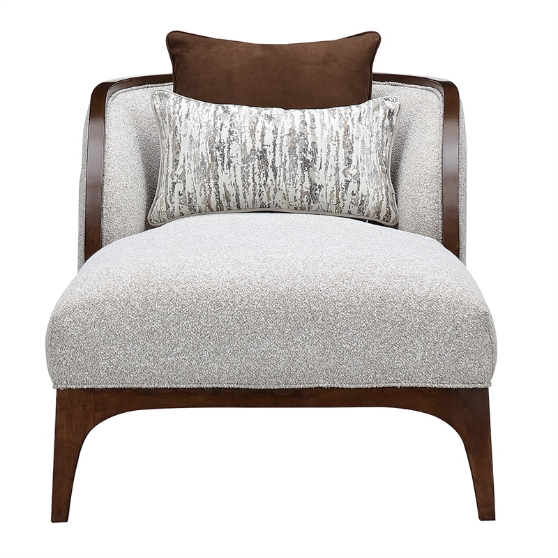Houston Boucle Chaise - Pebble/Walnut