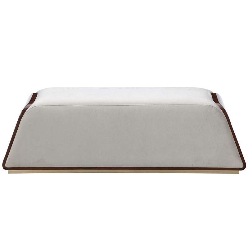 Houston Velvet Accent Bench - Porcini/Walnut