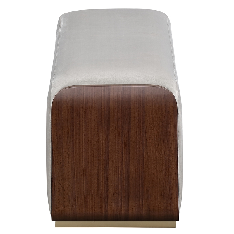 Houston Velvet Accent Bench - Porcini/Walnut