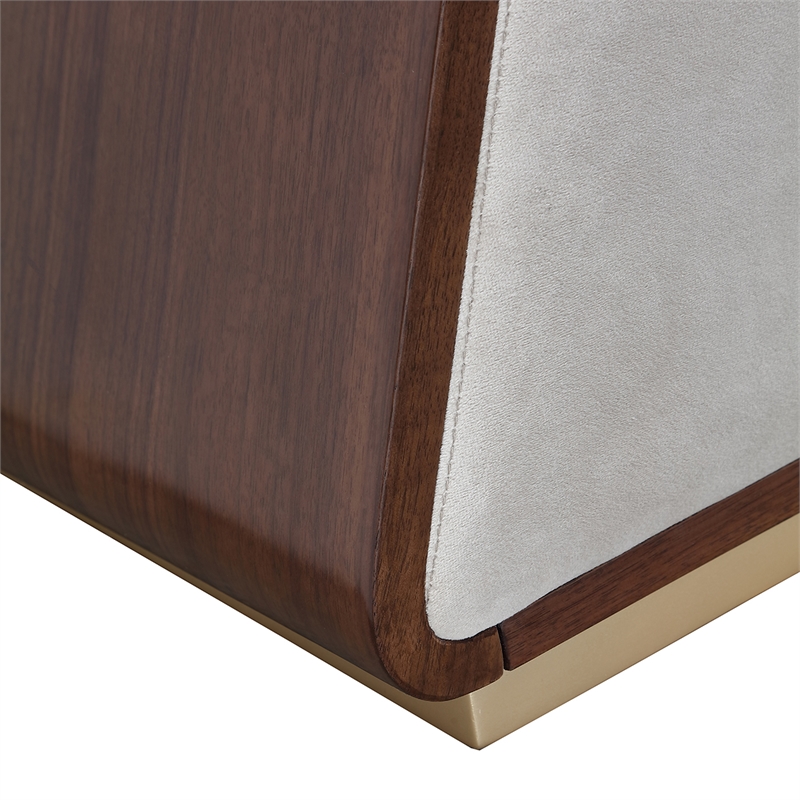 Houston Velvet Accent Bench - Porcini/Walnut