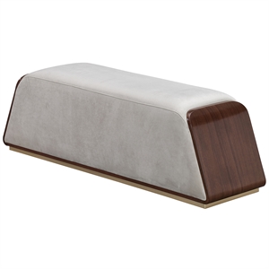 Houston Velvet Accent Bench - Porcini/Walnut