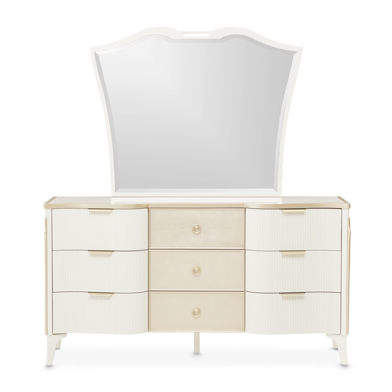 La Marisia Dresser with Mirror - Creamy Pearl