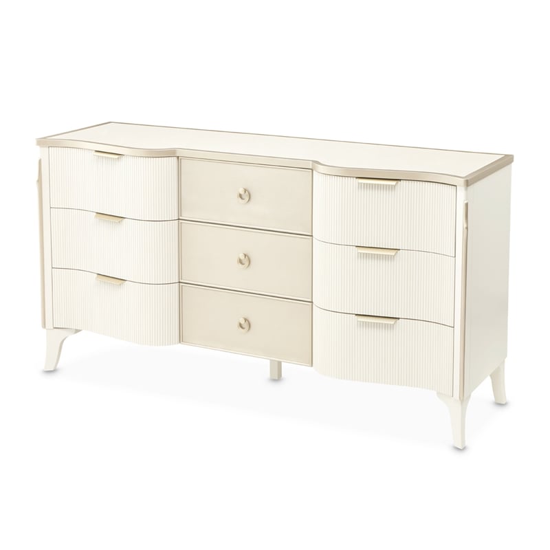 La Marisia Dresser with Mirror - Creamy Pearl