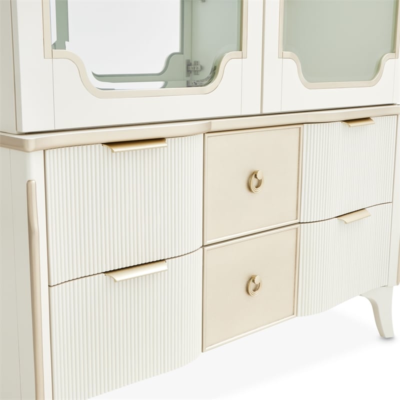 La Marisia Display Cabinet with LED Lighting - Creamy Pearl