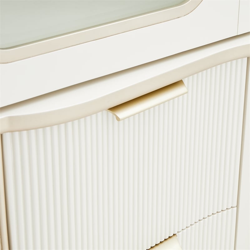 La Marisia Display Cabinet with LED Lighting - Creamy Pearl