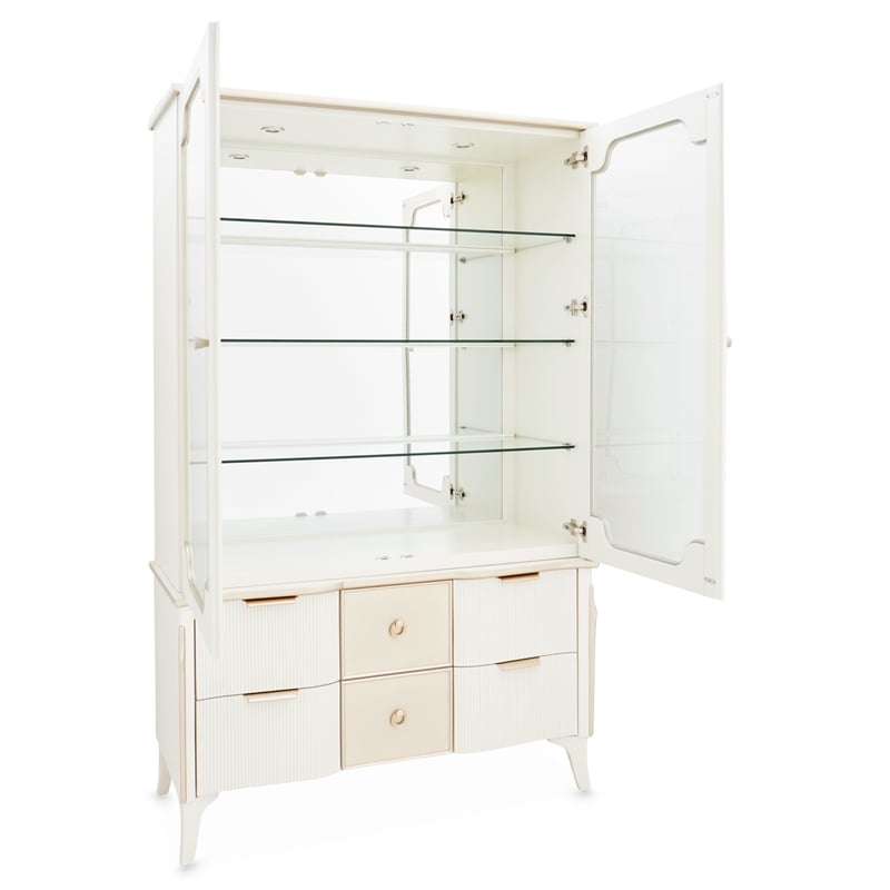 La Marisia Display Cabinet with LED Lighting - Creamy Pearl