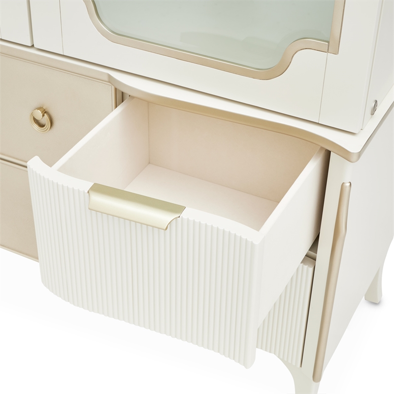 La Marisia Display Cabinet with LED Lighting - Creamy Pearl