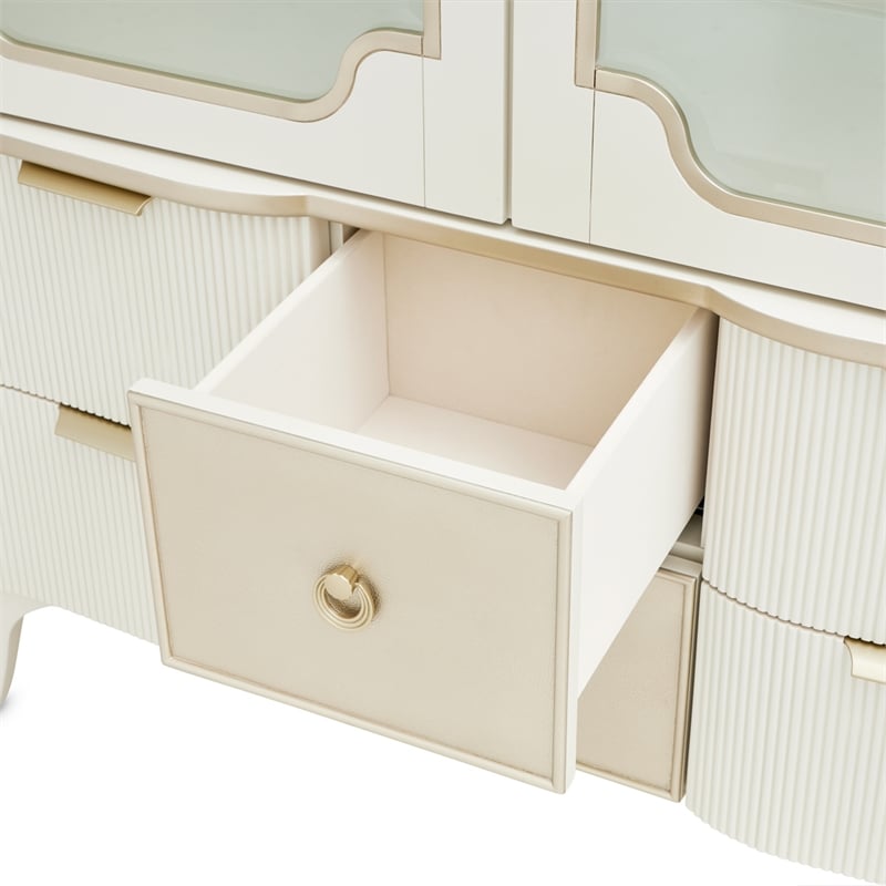 La Marisia Display Cabinet with LED Lighting - Creamy Pearl