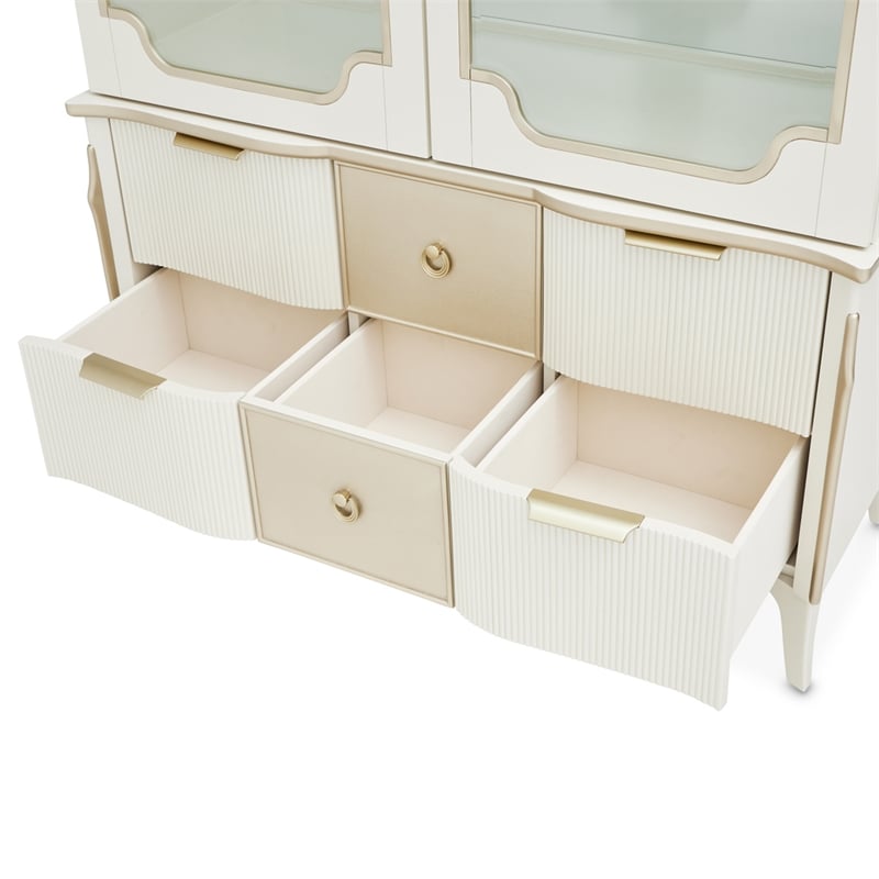La Marisia Display Cabinet with LED Lighting - Creamy Pearl