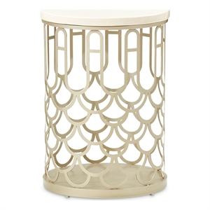 La Marisia Marble Chairside Table - Creamy Pearl/Champagne