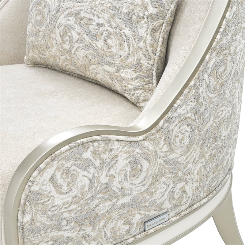 Michael Amini La Marisia Chenille Accent Chair in Tranquil/Light Champagne