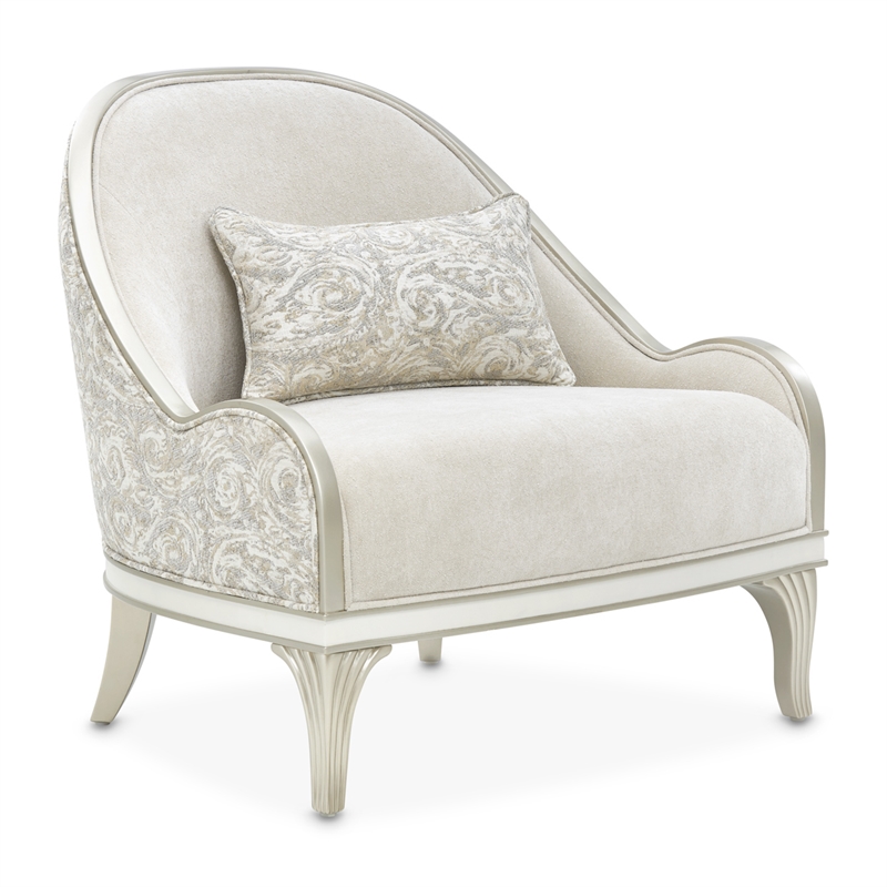 Michael Amini La Marisia Chenille Accent Chair in Tranquil/Light Champagne