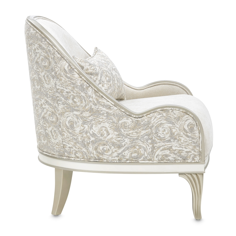 Michael Amini La Marisia Chenille Accent Chair in Tranquil/Light Champagne