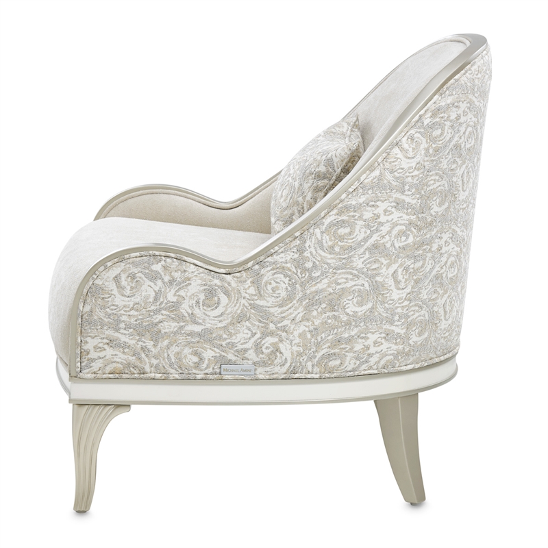 Michael Amini La Marisia Chenille Accent Chair in Tranquil/Light Champagne