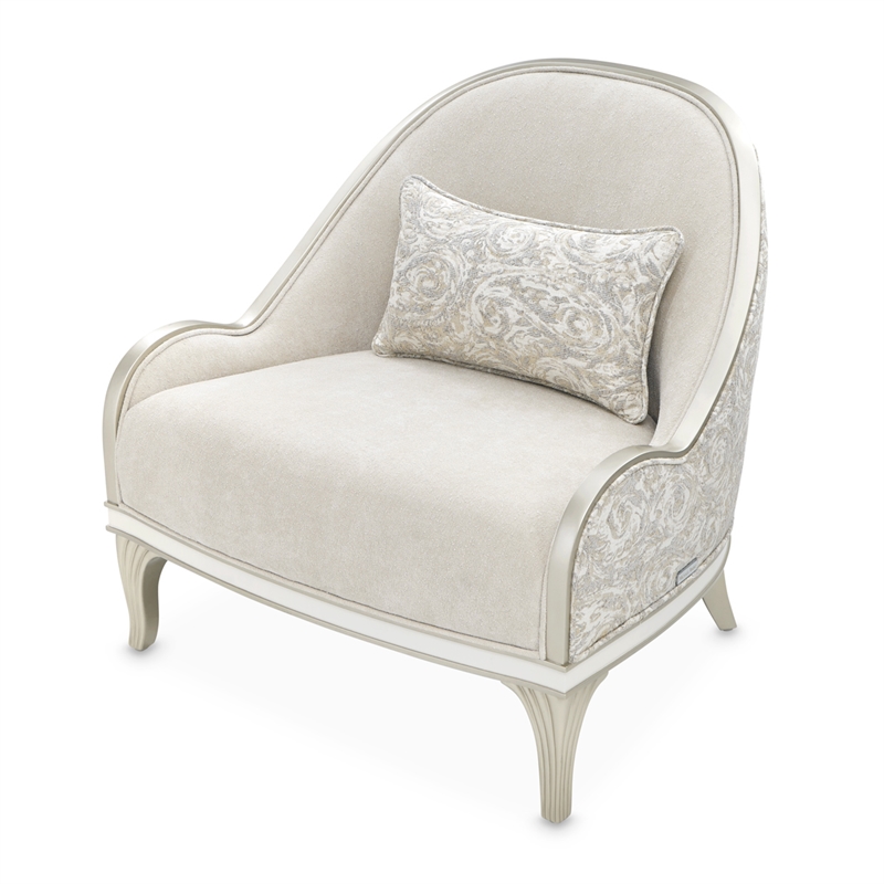 Michael Amini La Marisia Chenille Accent Chair in Tranquil/Light Champagne