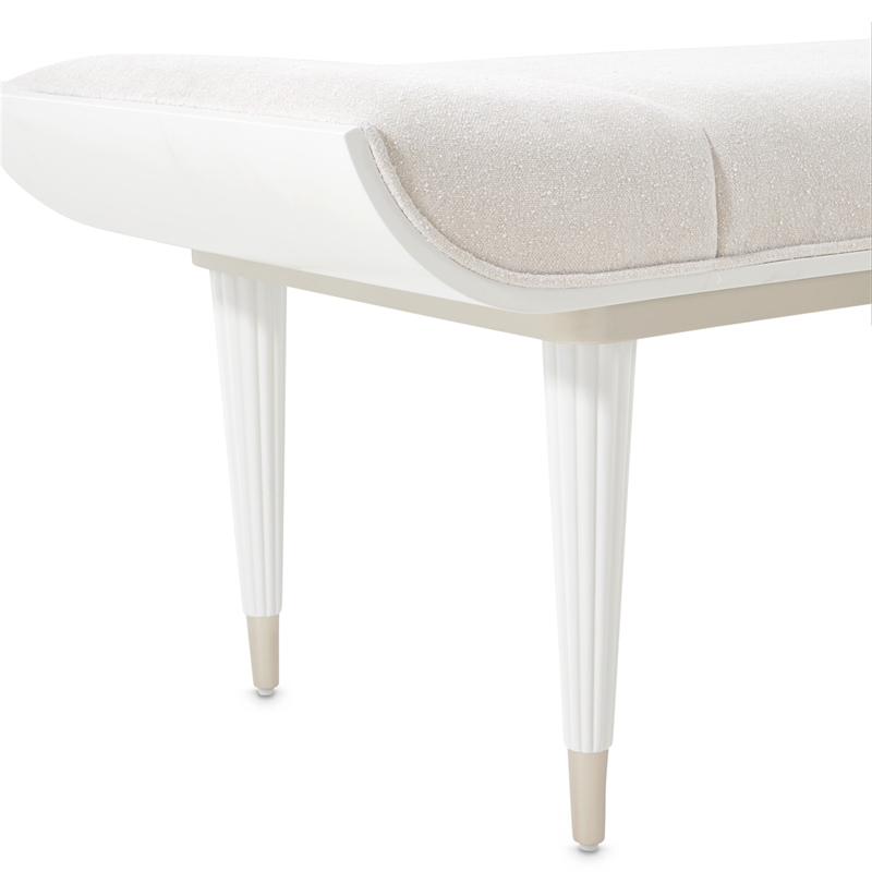 La Marisia Chenille Accent Bench - Tranquil/Creamy Pearl