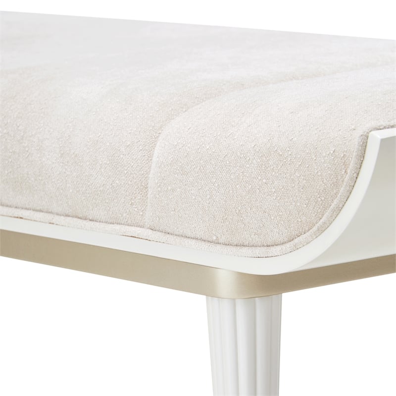 La Marisia Chenille Accent Bench - Tranquil/Creamy Pearl