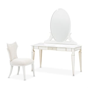 La Marisia Vanity Set with Mirror & Chair Set - Creamy Pearl