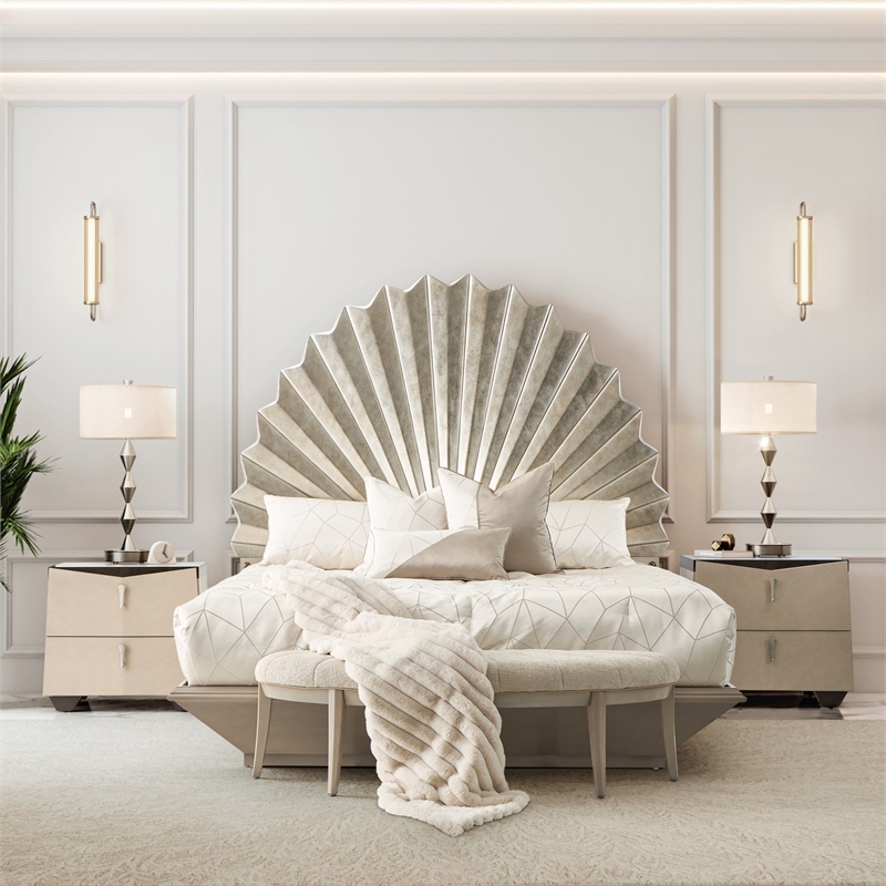Fantosini King Fan Bed - Silver Leaf