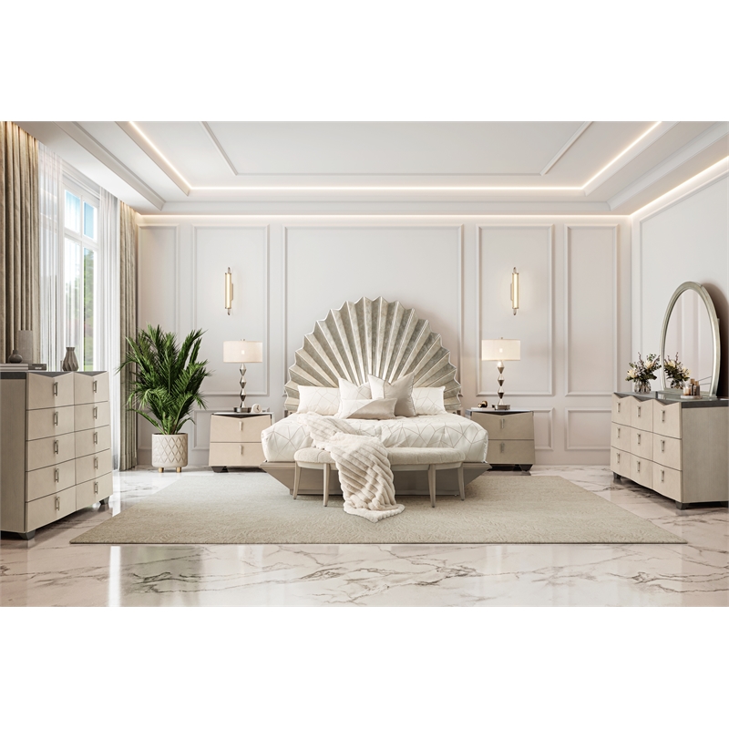 Fantosini King Fan Bed - Silver Leaf