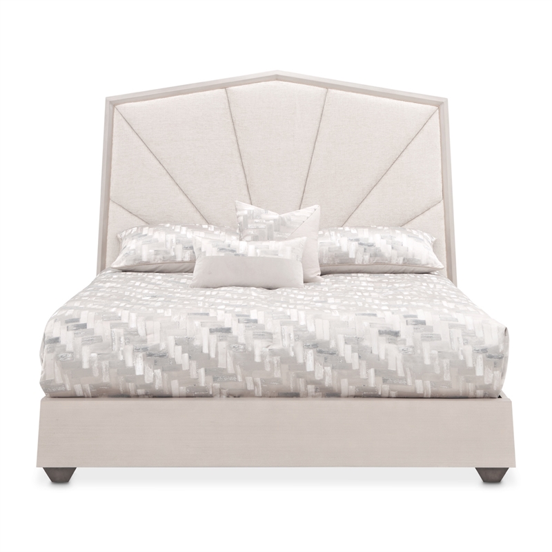 Fantosini King Chenille Panel Bed - Cappuccino/Silver Mist