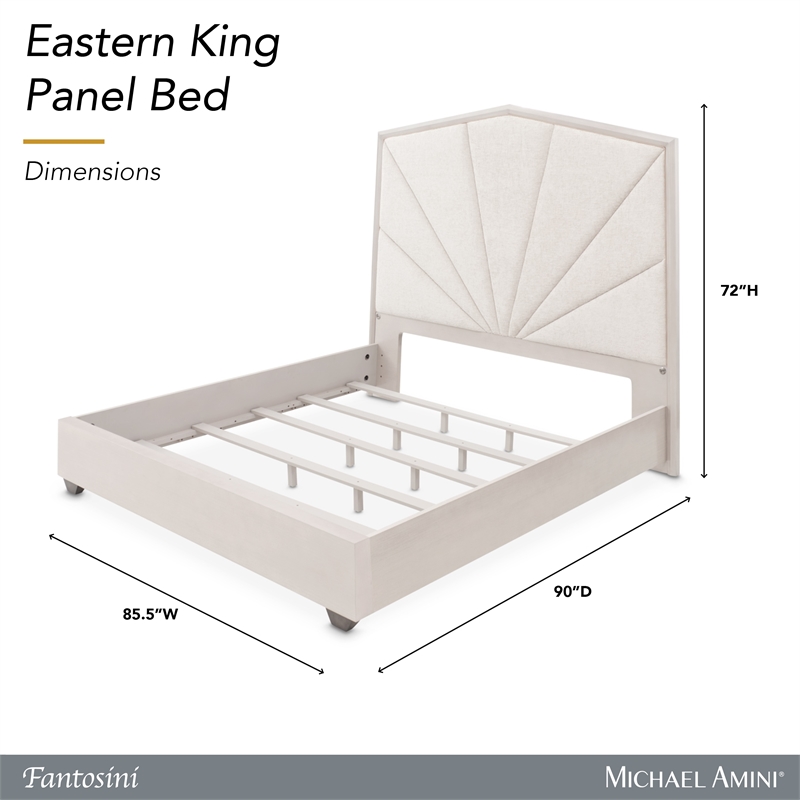 Fantosini King Chenille Panel Bed - Cappuccino/Silver Mist