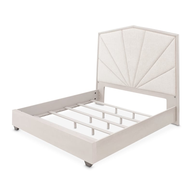 Fantosini King Chenille Panel Bed - Cappuccino/Silver Mist
