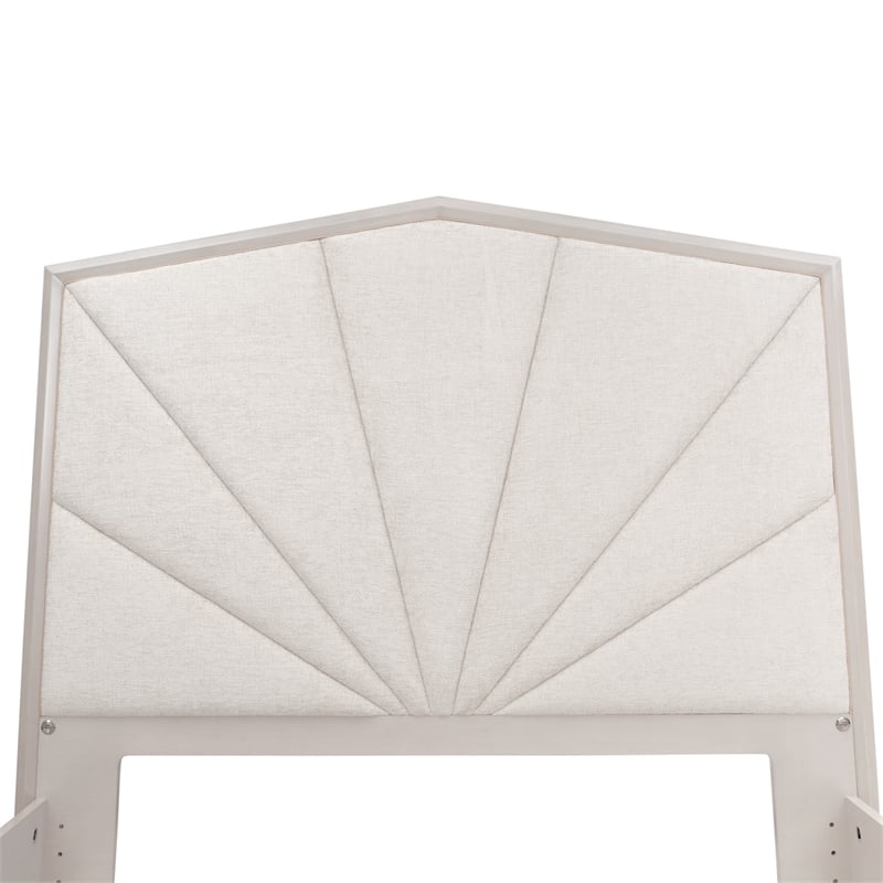 Fantosini King Chenille Panel Bed - Cappuccino/Silver Mist