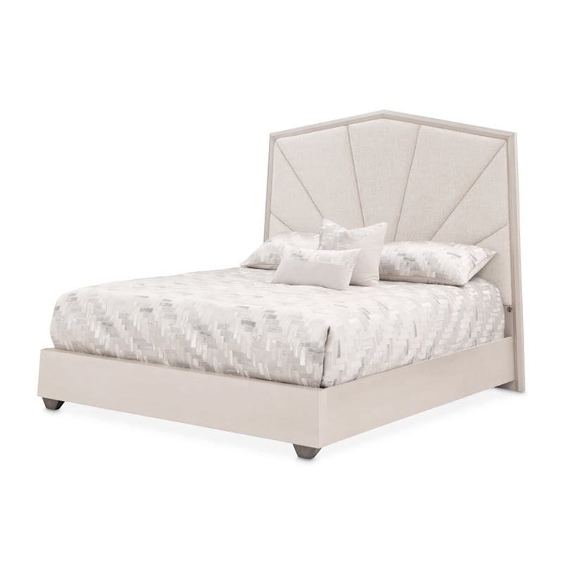 Fantosini King Chenille Panel Bed - Cappuccino/Silver Mist