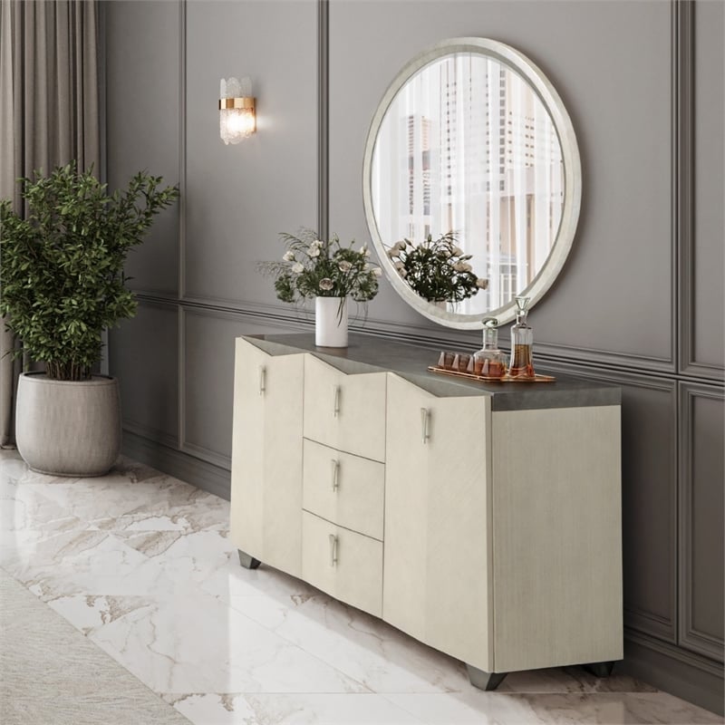 Fantosini Sideboard with Wall Mirror - Silver Mist
