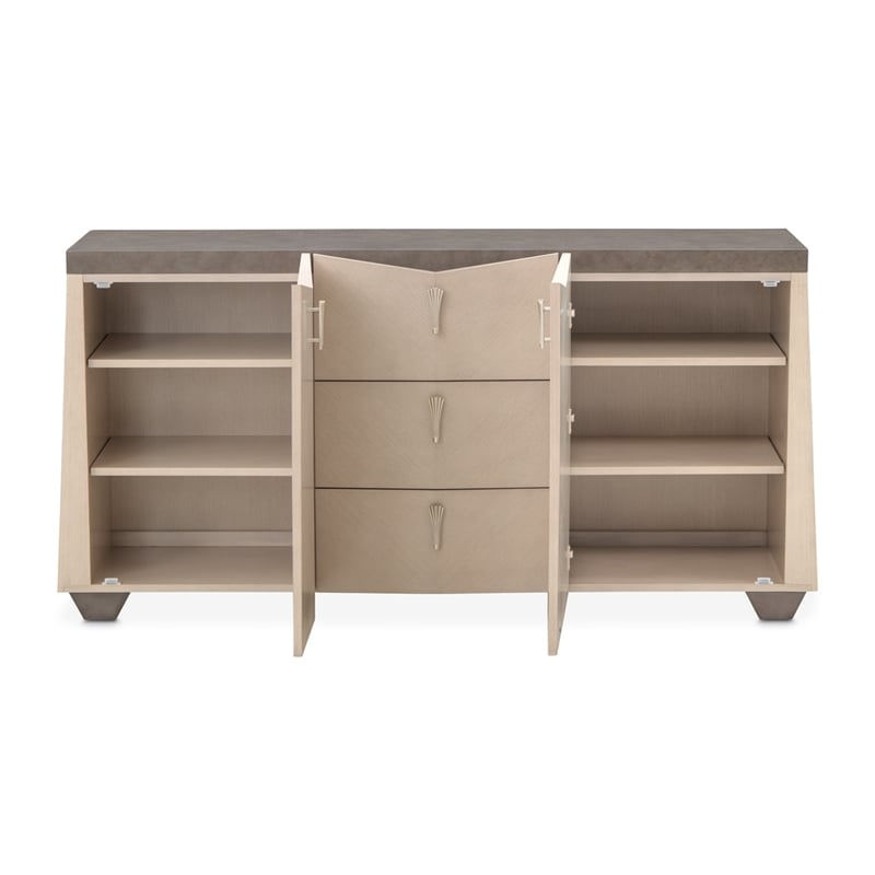 Fantosini Sideboard with Wall Mirror - Silver Mist