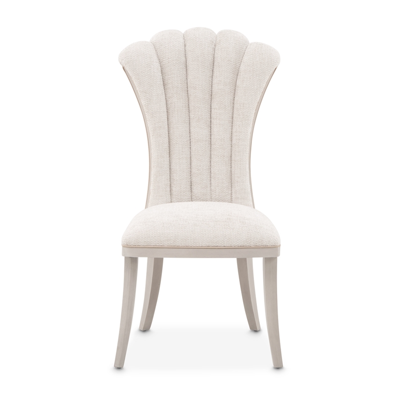 Fantosini Chenille Dining Side Chair - Set of 2- Cappuccino/Silver Mist