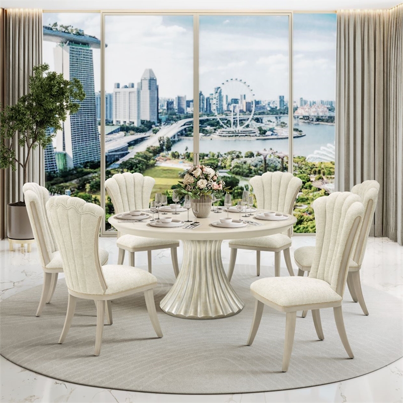 Fantosini Chenille Dining Side Chair - Set of 2- Cappuccino/Silver Mist