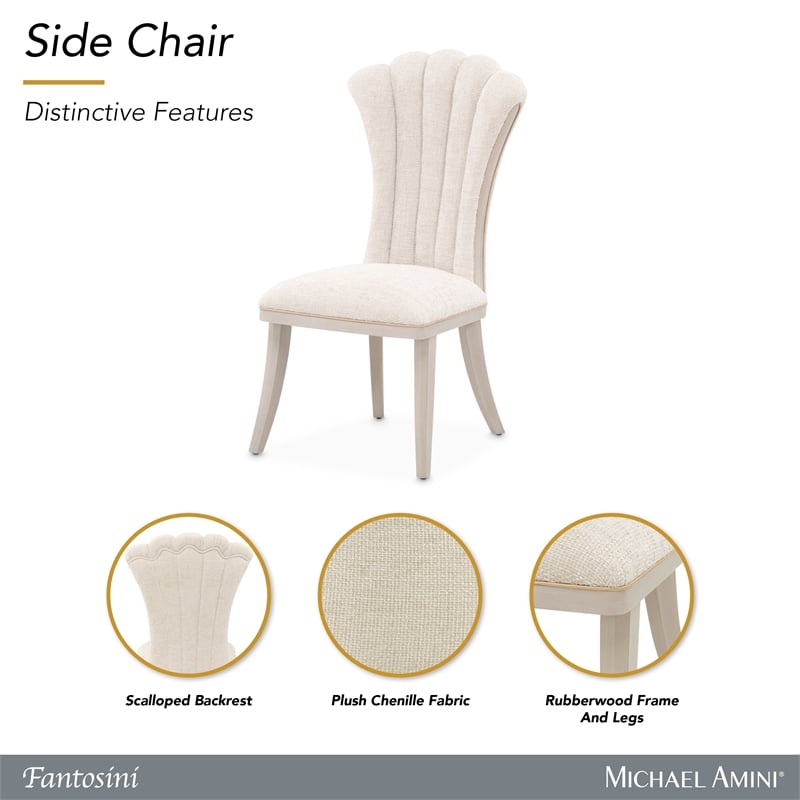 fantosini chenille dining side chair - set of 2- cappuccino/silver mist