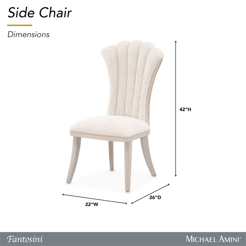 fantosini chenille dining side chair - set of 2- cappuccino/silver mist