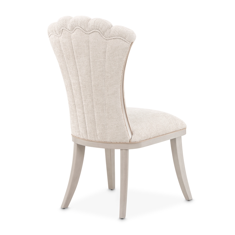 Fantosini Chenille Dining Side Chair - Set of 2- Cappuccino/Silver Mist