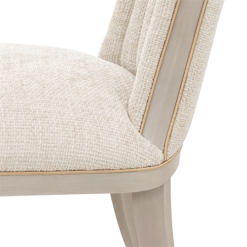 Fantosini Chenille Dining Side Chair - Set of 2- Cappuccino/Silver Mist