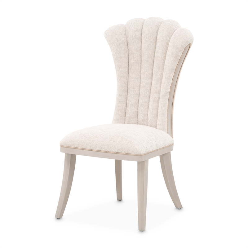 Fantosini Chenille Dining Side Chair - Set of 2- Cappuccino/Silver Mist